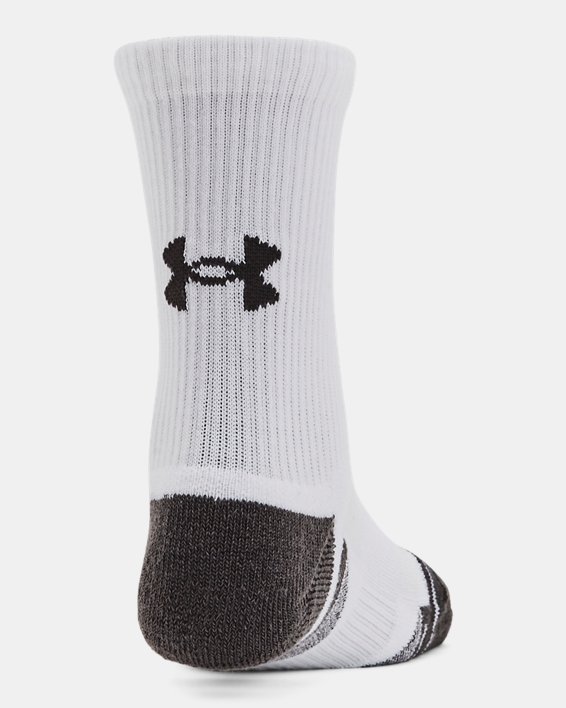 Kids' UA Performance Tech 3-Pack Crew Socks in White image number 2